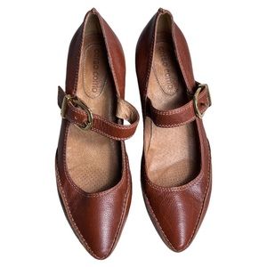 CORSO Como Vintage Style Brown Leather Betty Mary Janes Pumps